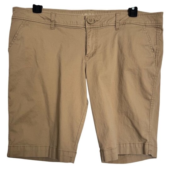 Arizona Mid Rise Size 17 Corduroy Shorts 10" inseam tan EUC Pockets - Picture 1 of 6